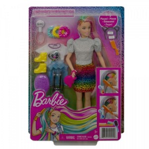 BARBIE KOLOROWE WŁOSY-PANTERKA  GRN80