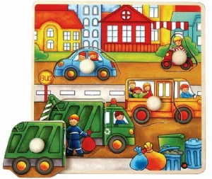 PUZZLE DREWNIANE PINEZKI ŚMIECIARKA