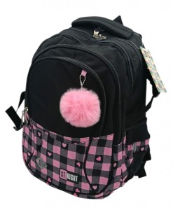 PLECAK 4-KOMOROWY/CHECKERED PINK/0366/